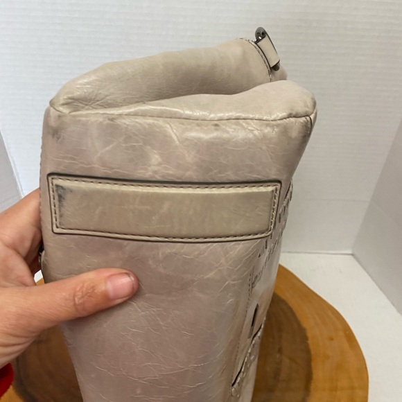 Large Rebecca Minkoff Oatmeal White Leather Tote Bag w/Shoulder Strap - Picture 11 of 14